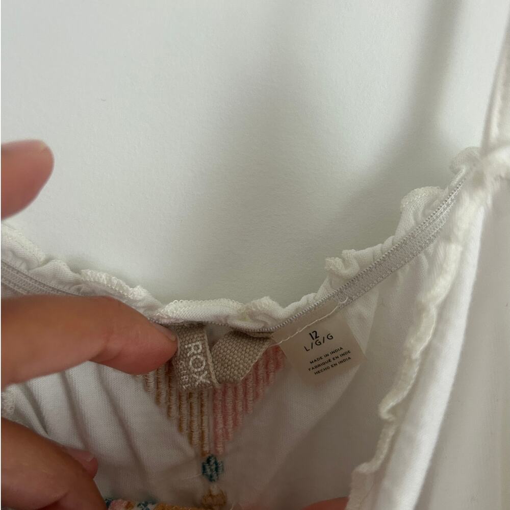 Roxy Girl Embroidered Boho Tank – Size 12 Large – White Summer Top - Picture 4 of 6